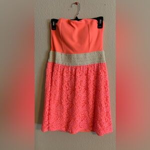 Rue21 Neon Coral Pink Strapless Dress